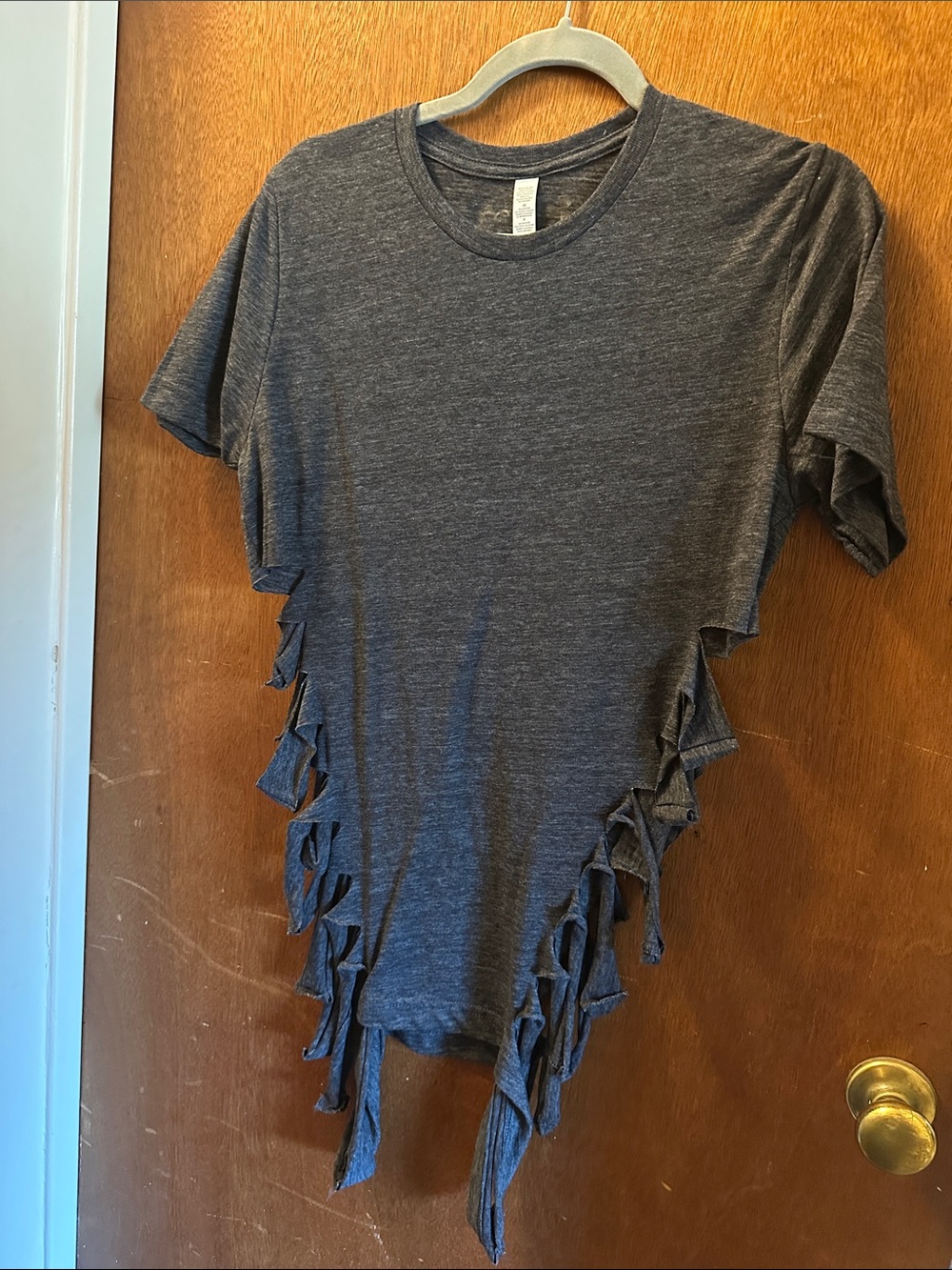 Men's Charcoal Short Sleeve Shredded Tee